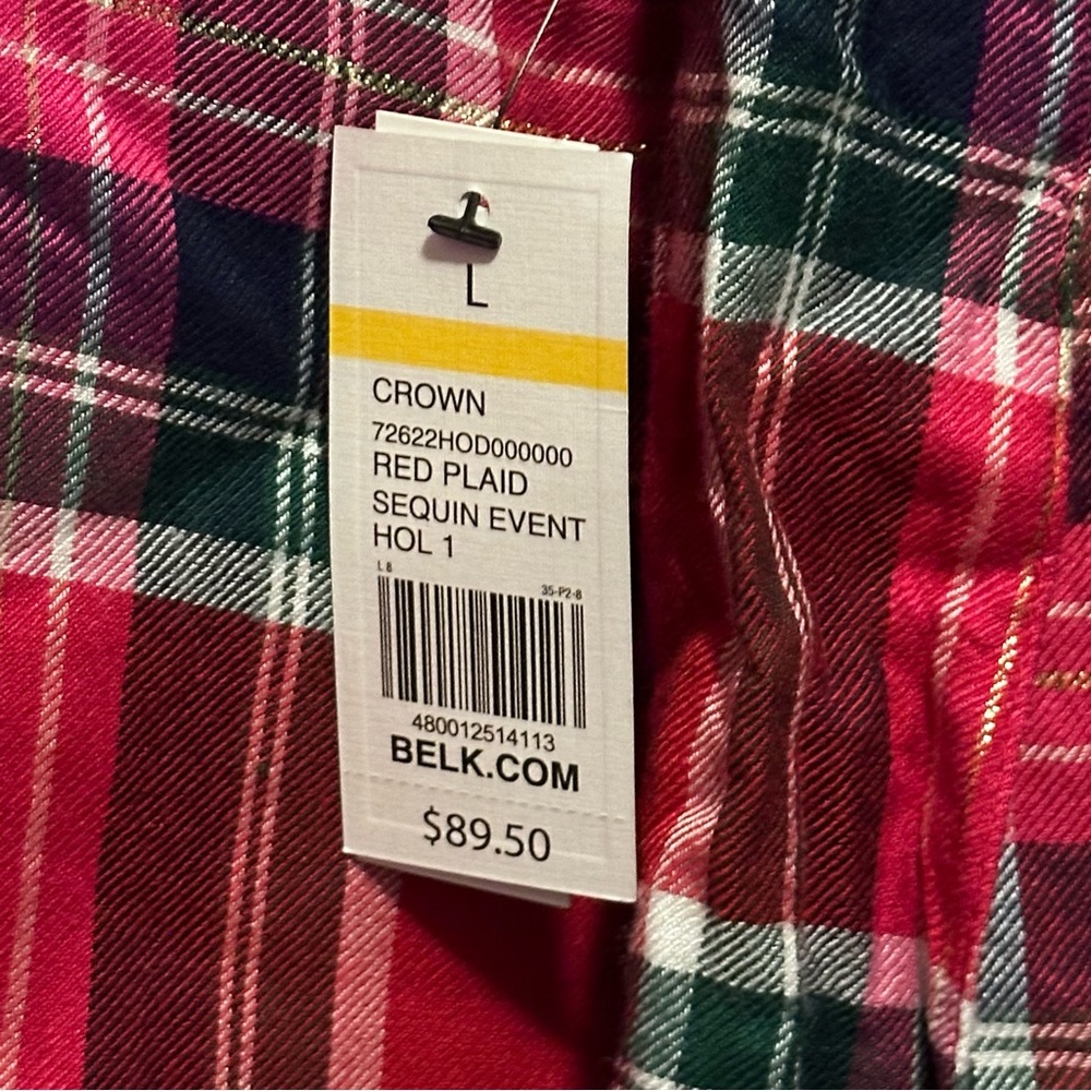 Crown & Ivy Red Black Plaid Holiday Event Pajamas PJs Size L - Picture 8 of 8